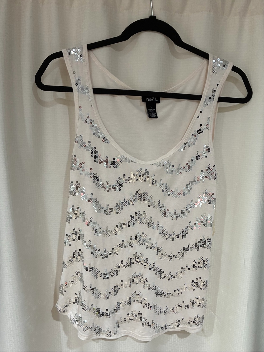 Rue21 Ivory Sequin Wave Tank Top